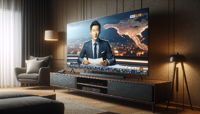 prezenter zapowiada wiadomości w telewizji